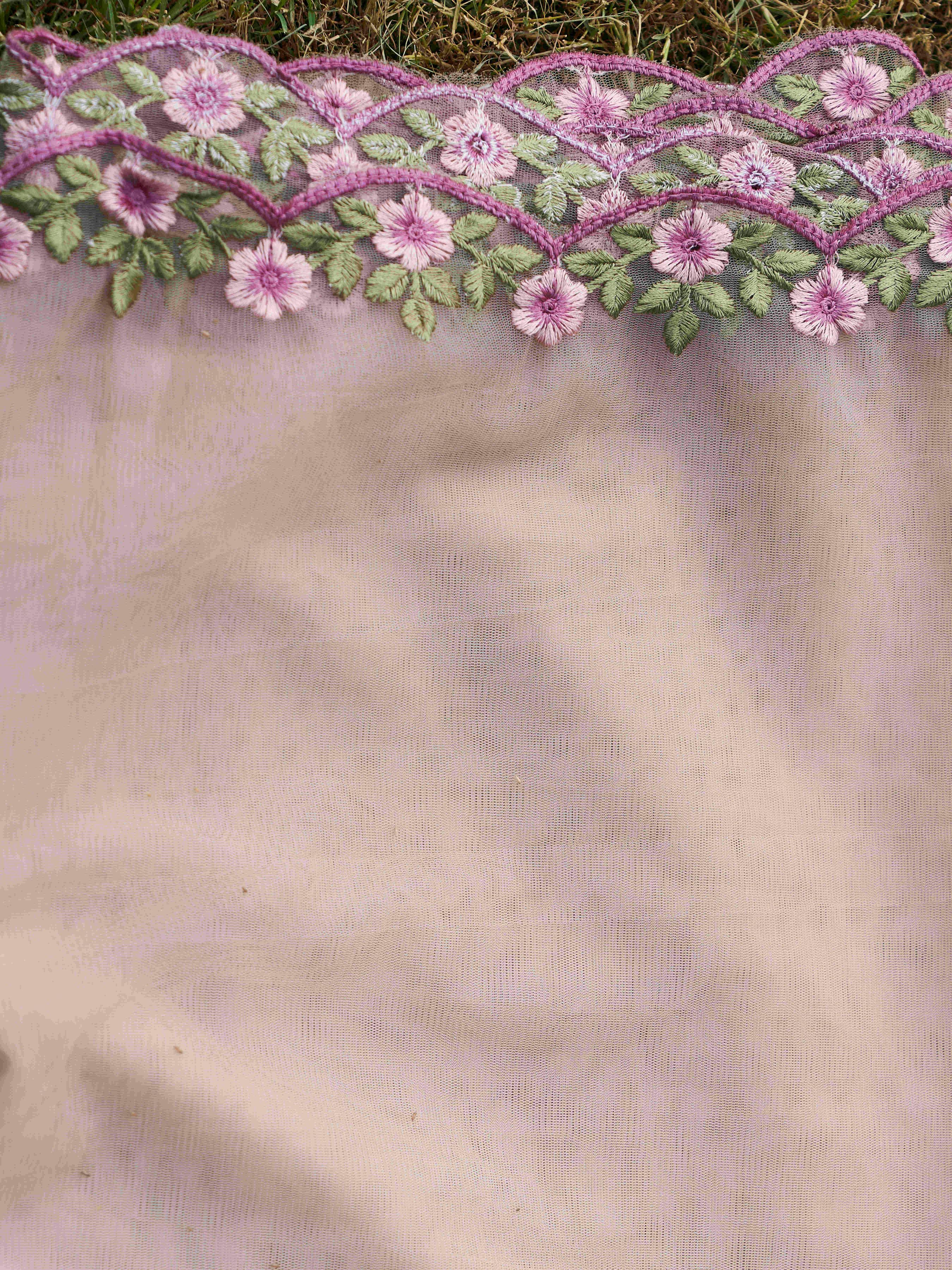 Taupe Colored Silk Blend Multi Thread Embroidered Straight Cut Kurta Set